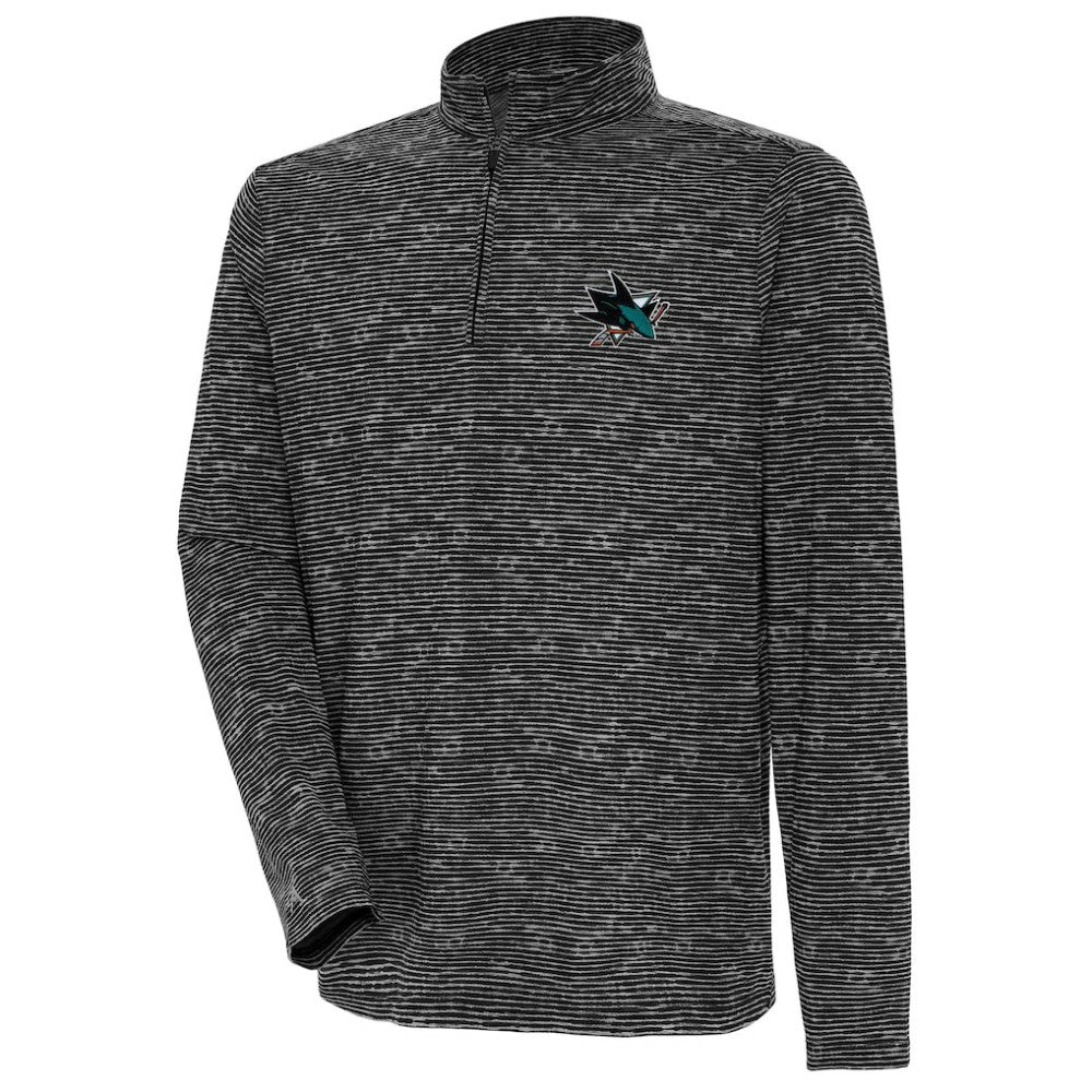 Men's San Jose Sharks Antigua Determined Quarter-Zip Sweatshirt Heather Black
