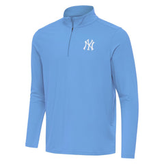 New York Yankees Antigua Intent Quarter-Zip Top Powder Blue