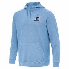 Miami Marlins Antigua Cloud Pullover Hoodie Heather Powder Blue