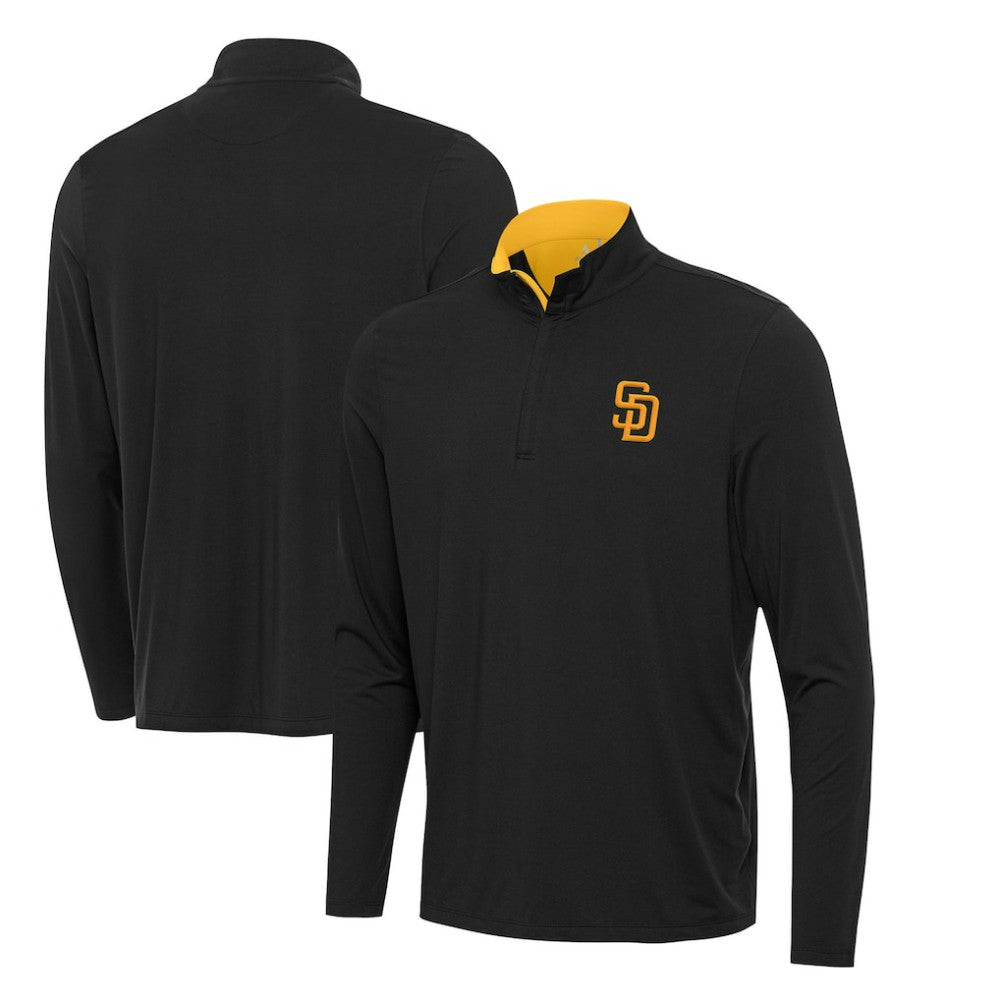 San Diego Padres Antigua Content Quarter-Zip Top Black