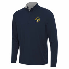 Milwaukee Brewers Antigua Content Quarter-Zip Top Navy