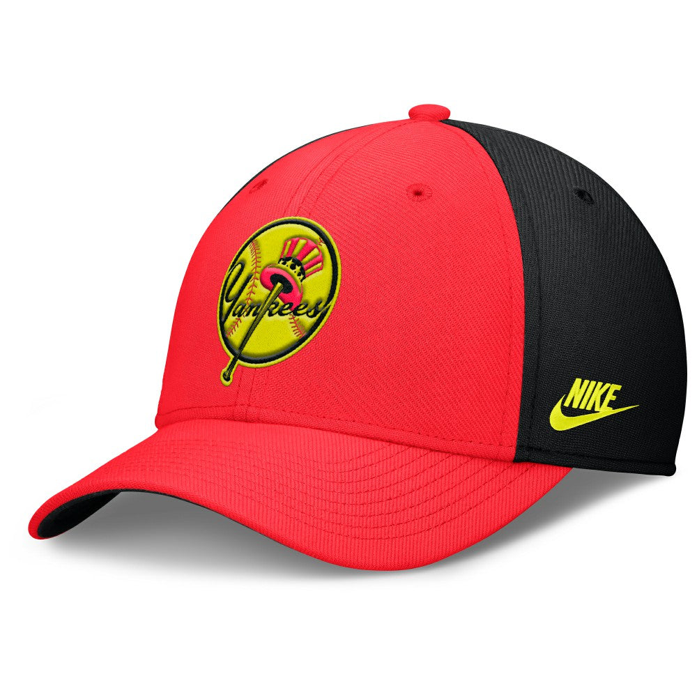 New York Yankees Neon 90s Rise SwooshFlex Hat Crimson/Black | Nike