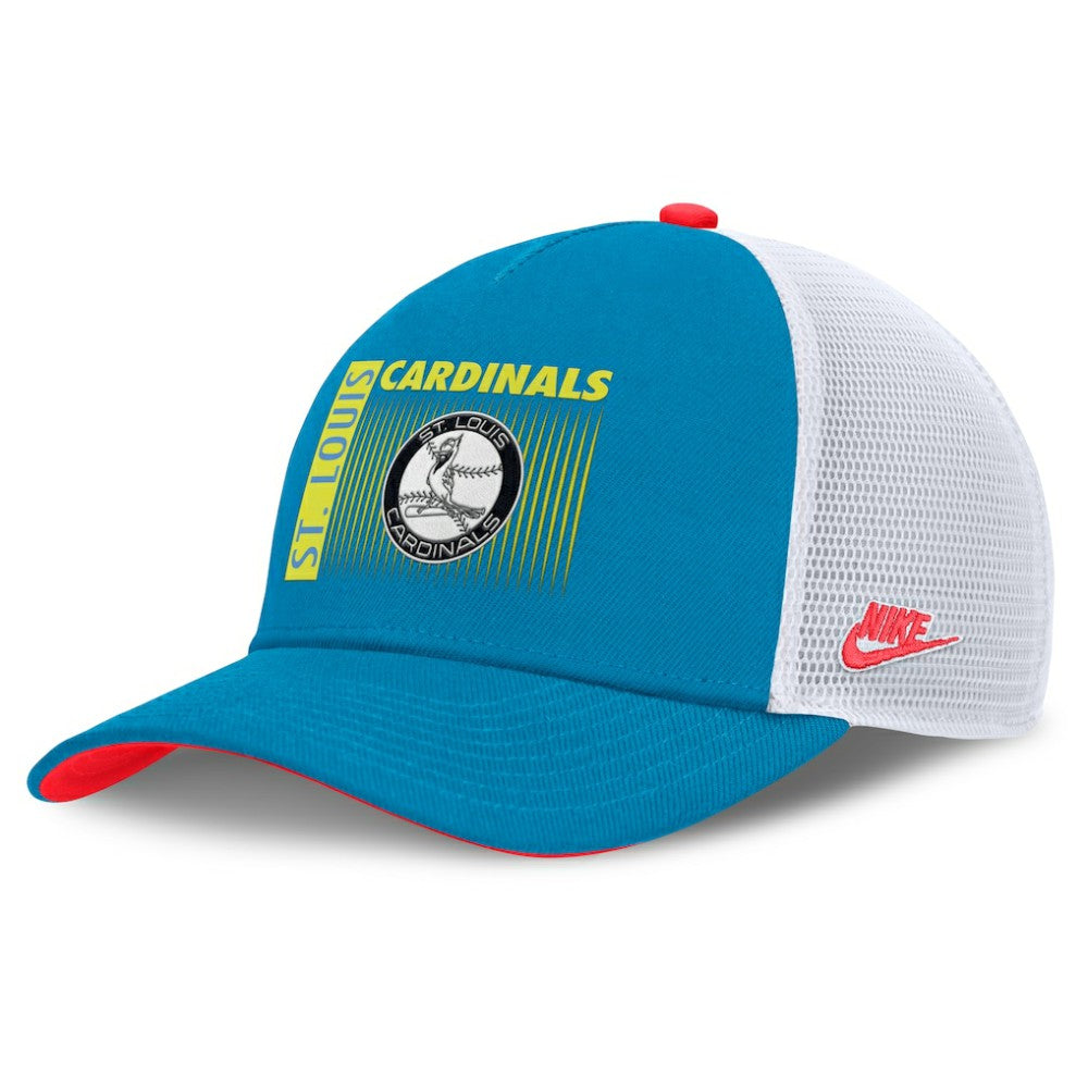St. Louis Cardinals Neon 90s Rise Structured Performance Adjustable Trucker Hat Teal | Nike