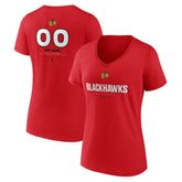 Chicago Blackhawks Women's Personalized Name & Number Midfielder V-Neck T-Shirt Red