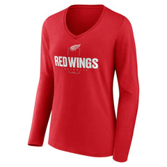 Detroit Red Wings Women's Personalized Name & Number Midfielder Long Sleeve V-Neck T-Shirt Red