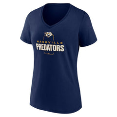 Nashville Predators Women's Personalized Name & Number Midfielder V-Neck T-Shirt Navy