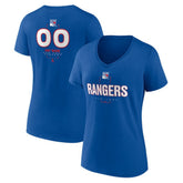New York Rangers Women's Personalized Name & Number Midfielder V-Neck T-Shirt Blue