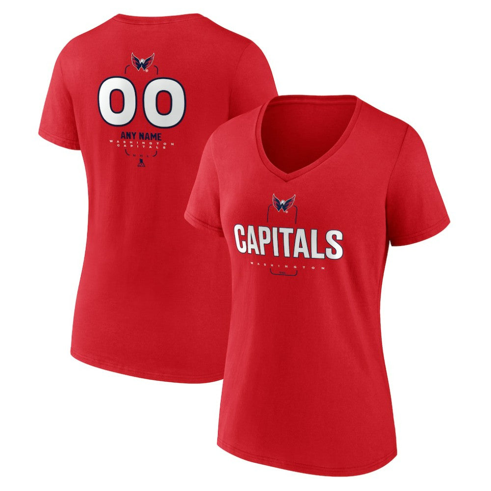 Washington Capitals Women's Personalized Name & Number Midfielder V-Neck T-Shirt Red