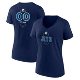 Winnipeg Jets Women's Personalized Name & Number Midfielder V-Neck T-Shirt Navy