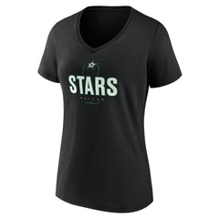 Dallas Stars Women's Personalized Name & Number Midfielder V-Neck T-Shirt Black