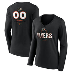 Philadelphia Flyers Women's Personalized Name & Number Midfielder Long Sleeve V-Neck T-Shirt Black