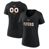 Philadelphia Flyers Women's Personalized Name & Number Midfielder V-Neck T-Shirt Black