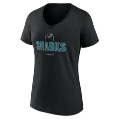 San Jose Sharks Women's Personalized Name & Number Midfielder V-Neck T-Shirt Black