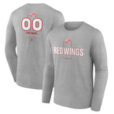 Detroit Red Wings Personalized Name & Number Midfielder Long Sleeve T-Shirt Gray