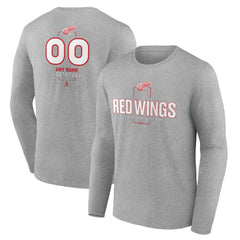 Detroit Red Wings Personalized Name & Number Midfielder Long Sleeve T-Shirt Gray