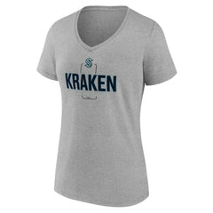 Seattle Kraken Women's Personalized Name & Number Midfielder V-Neck T-Shirt Gray