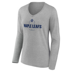 Toronto Maple Leafs Women's Personalized Name & Number Midfielder Long Sleeve V-Neck T-Shirt Gray