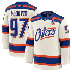 Connor McDavid Edmonton Oilers Fanatics Alternate Premium Jersey Light Beige