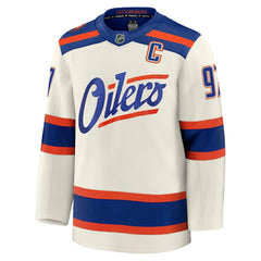 Connor McDavid Edmonton Oilers Fanatics Alternate Premium Jersey Light Beige