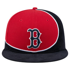 Boston Red Sox Retro Split Corduroy Snapback Hat Navy/Red | New Era