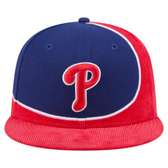 Philadelphia Phillies Retro Split Corduroy Snapback Hat Red/Royal | New Era