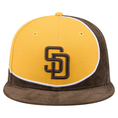 San Diego Padres Retro Split Corduroy Snapback Hat Brown/Gold | New Era