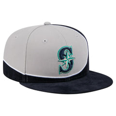 Seattle Mariners Retro Split Corduroy Snapback Hat Navy/Gray | New Era
