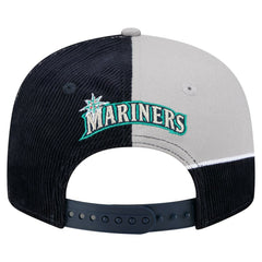Seattle Mariners Retro Split Corduroy Snapback Hat Navy/Gray | New Era