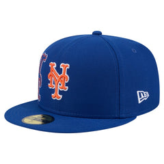 New York Mets Yarn Stitch 59FIFTY Fitted Hat Royal | New Era