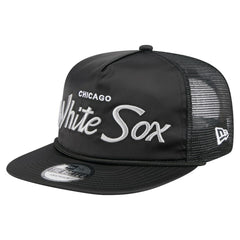 Chicago White Sox Retro Satin Script Golfer Adjustable Hat Black | New Era