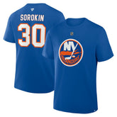 Ilya Sorokin New York Islanders Fanatics Authentic Stack Name & Number T-Shirt Royal