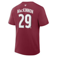 Nathan MacKinnon Colorado Avalanche Fanatics Authentic Stack Name & Number T-Shirt Burgundy