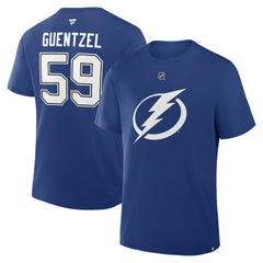 Jake Guentzel Tampa Bay Lightning Fanatics Authentic Stack Name & Number T-Shirt Blue