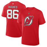 Jack Hughes New Jersey Devils Fanatics Authentic Stack Name & Number T-Shirt Red