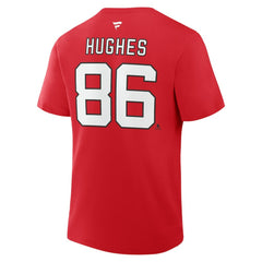 Jack Hughes New Jersey Devils Fanatics Authentic Stack Name & Number T-Shirt Red