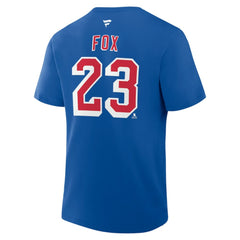 Adam Fox New York Rangers Fanatics Authentic Stack Name & Number T-Shirt Blue