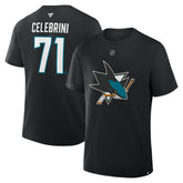 Macklin Celebrini San Jose Sharks Fanatics Authentic Stack Name & Number T-Shirt Black