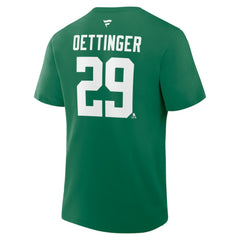 Jake Oettinger Dallas Stars Fanatics Authentic Stack Name & Number T-Shirt Kelly Green