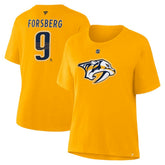 Filip Forsberg Nashville Predators Fanatics Women's Authentic Stack Name & Number T-Shirt Gold