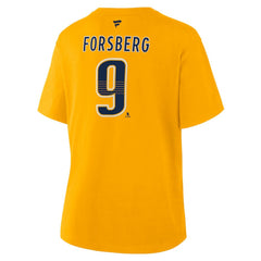 Filip Forsberg Nashville Predators Fanatics Women's Authentic Stack Name & Number T-Shirt Gold