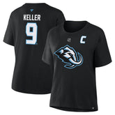 Clayton Keller Utah Mammoth Fanatics Women's Authentic Stack Name & Number T-Shirt Black