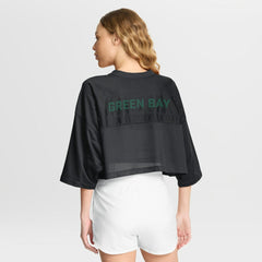 Green Bay Packers Women's Primetime Cropped Mesh Dri-FIT Fashion Jersey - Black