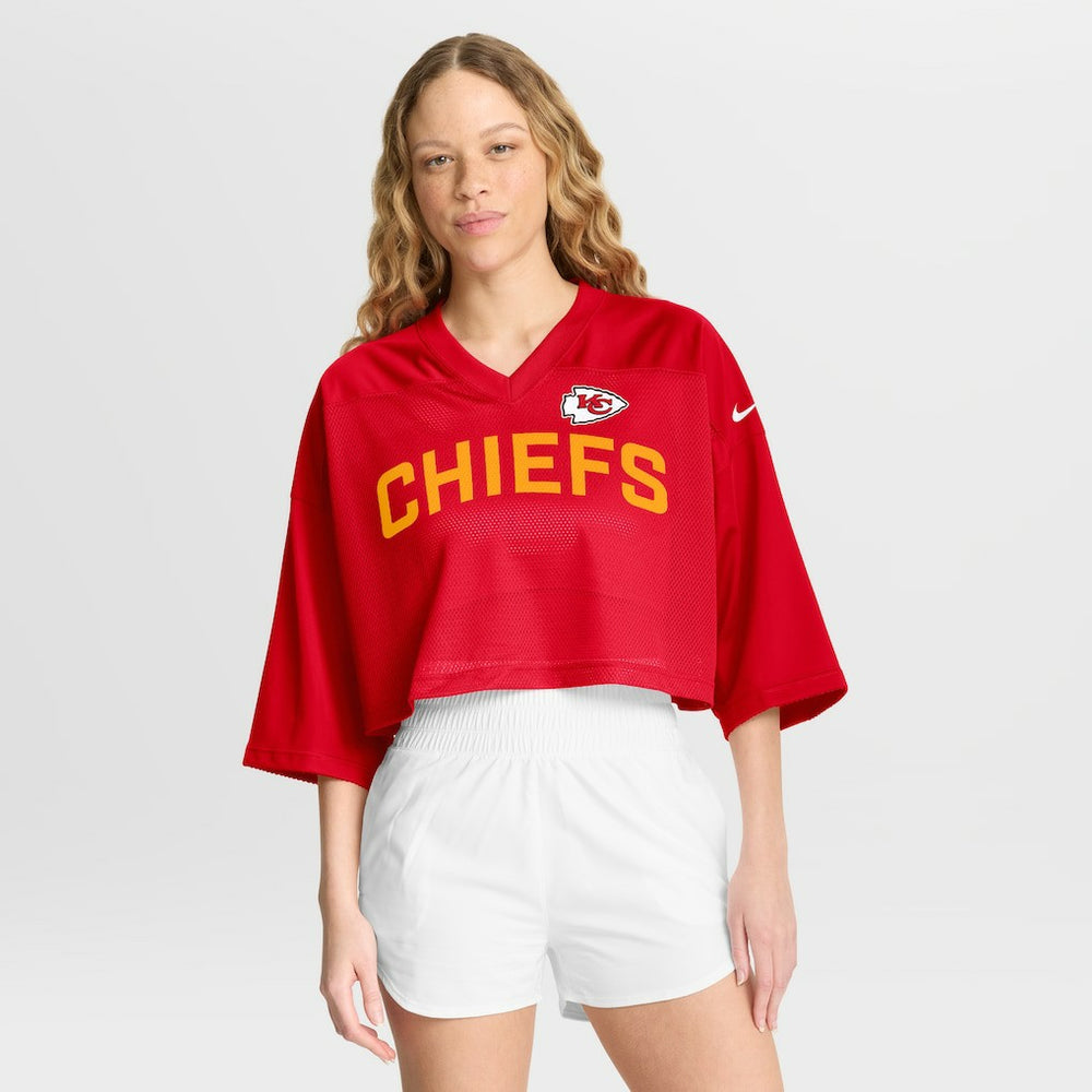Kansas City Chiefs Women's Primetime Cropped Mesh Dri-FIT Fashion Jersey - Red