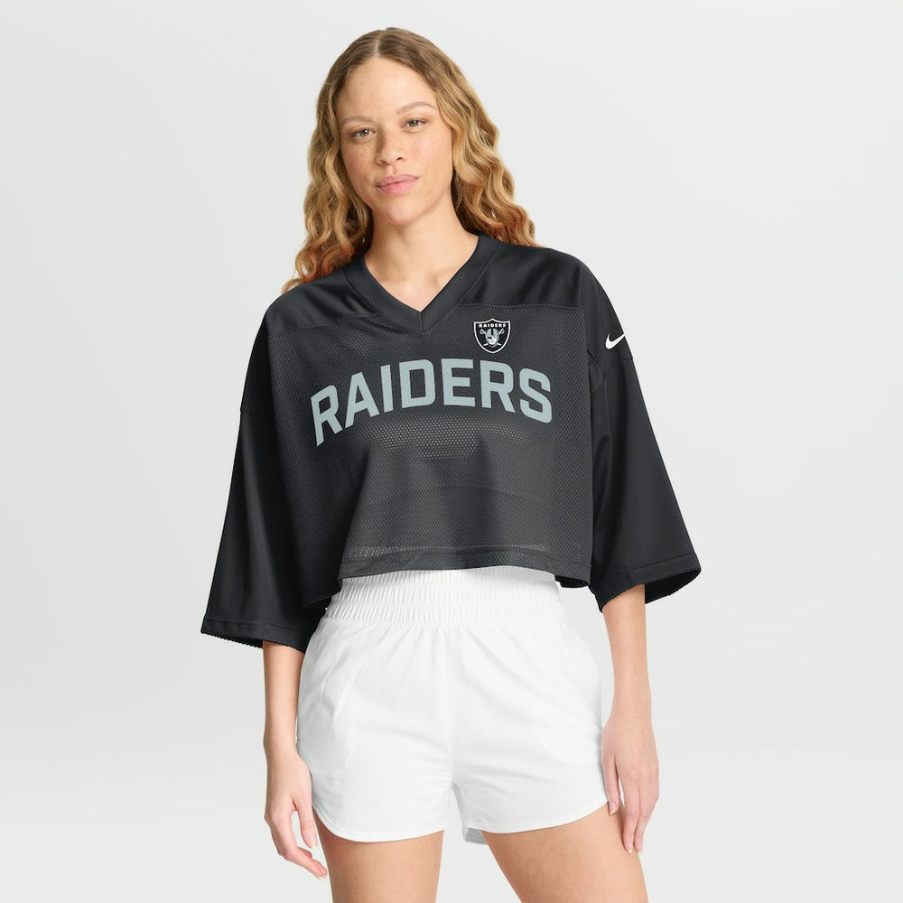Las Vegas Raiders Women's Primetime Cropped Mesh Dri-FIT Fashion Jersey - Black