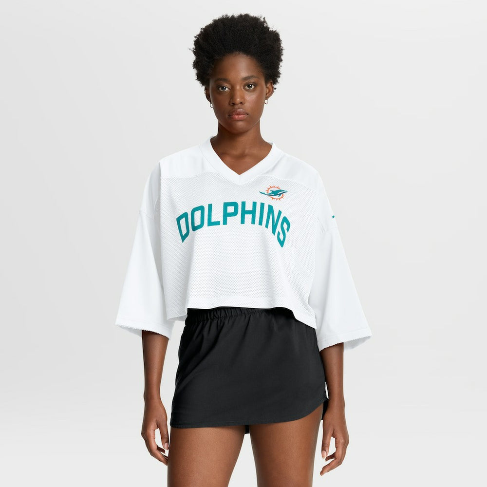 Miami Dolphins Women's Primetime Cropped Mesh Dri-FIT Fashion Jersey - White