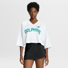 Miami Dolphins Women's Primetime Cropped Mesh Dri-FIT Fashion Jersey - White
