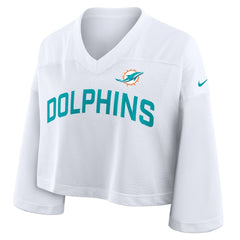 Miami Dolphins Women's Primetime Cropped Mesh Dri-FIT Fashion Jersey - White