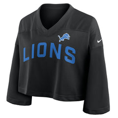 Detroit Lions Women's Primetime Cropped Mesh Dri-FIT Fashion Jersey - Black