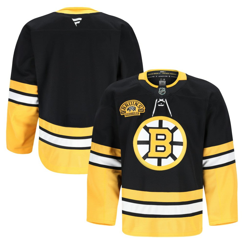 Boston Bruins Fanatics 100th Anniversary Authentic Pro Jersey Black