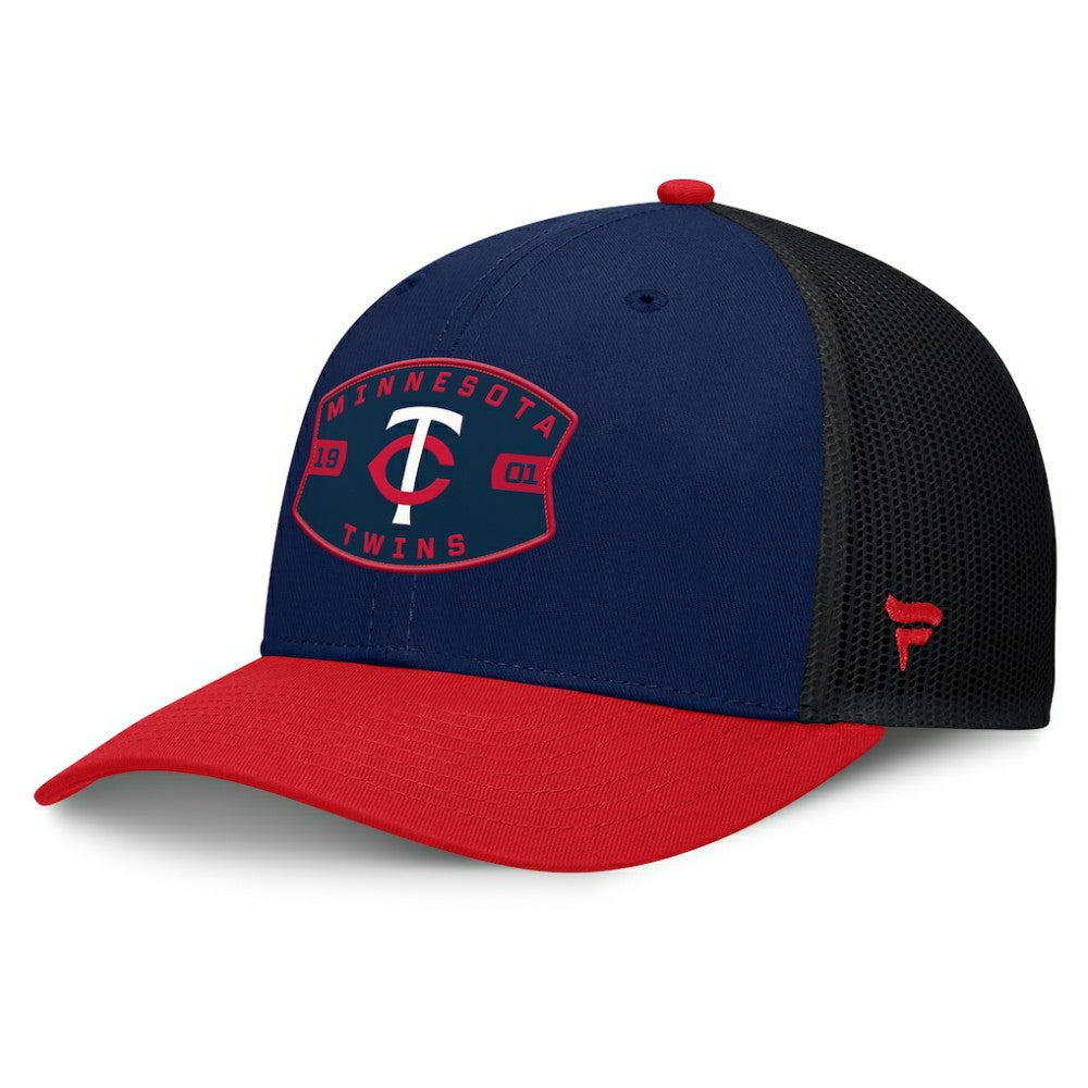 Minnesota Twins Cutoff Adjustable Trucker Hat Navy/Red